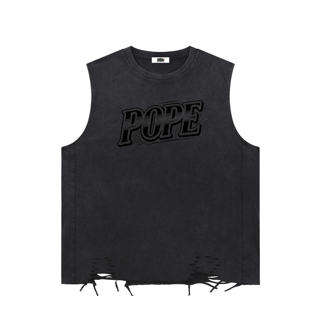 POPE In The Bag We Trust - Snow Washed Raw-Hem Tank Top