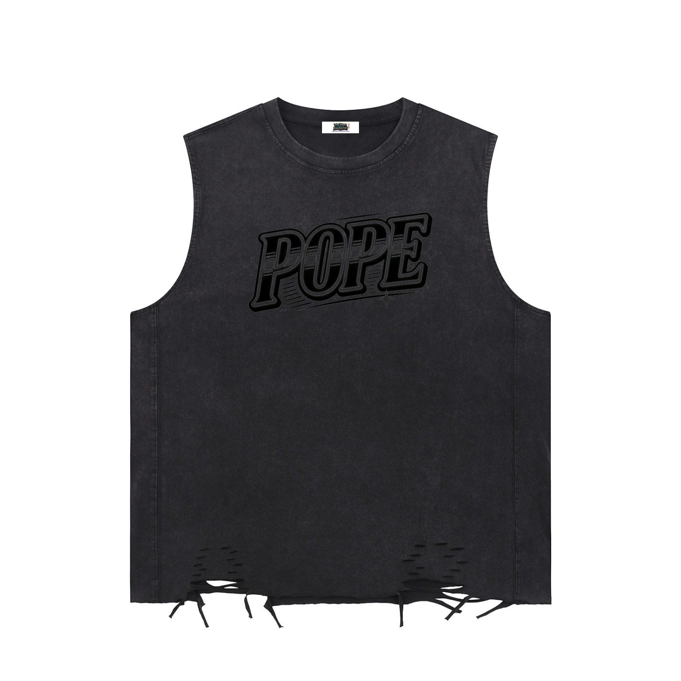 POPE In The Bag We Trust - Snow Washed Raw-Hem Tank Top