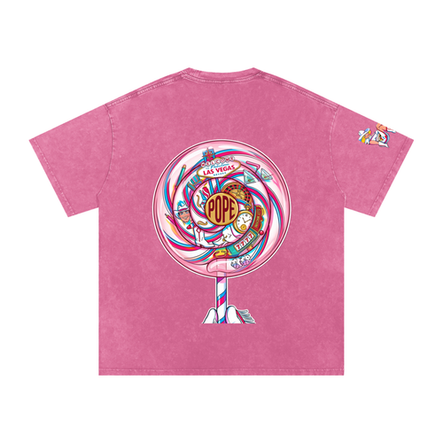 Lollipop - Snow Washed Oversized Cotton T-Shirt