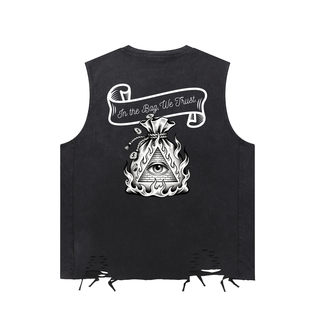 POPE In The Bag We Trust - Snow Washed Raw-Hem Tank Top