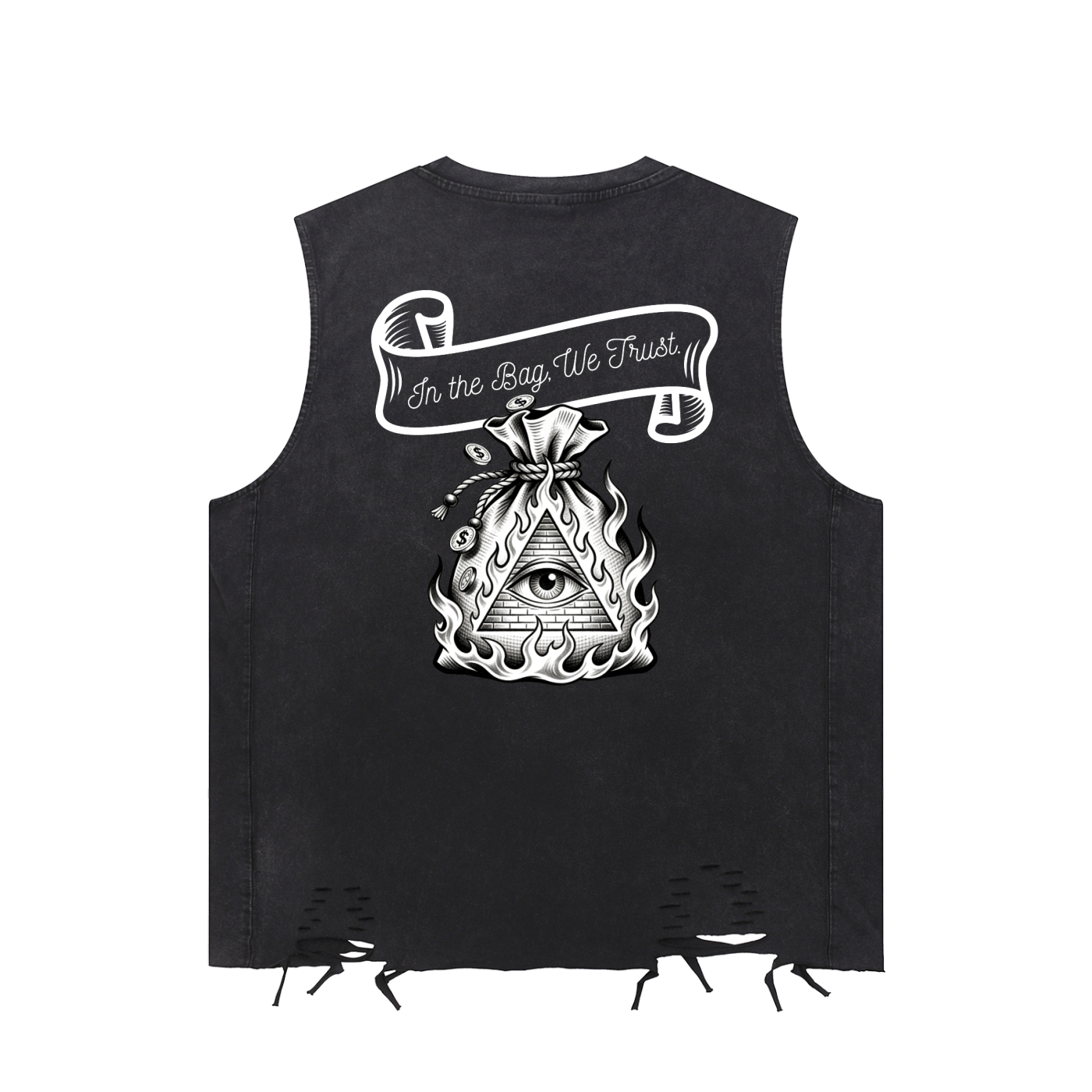 POPE In The Bag We Trust - Snow Washed Raw-Hem Tank Top