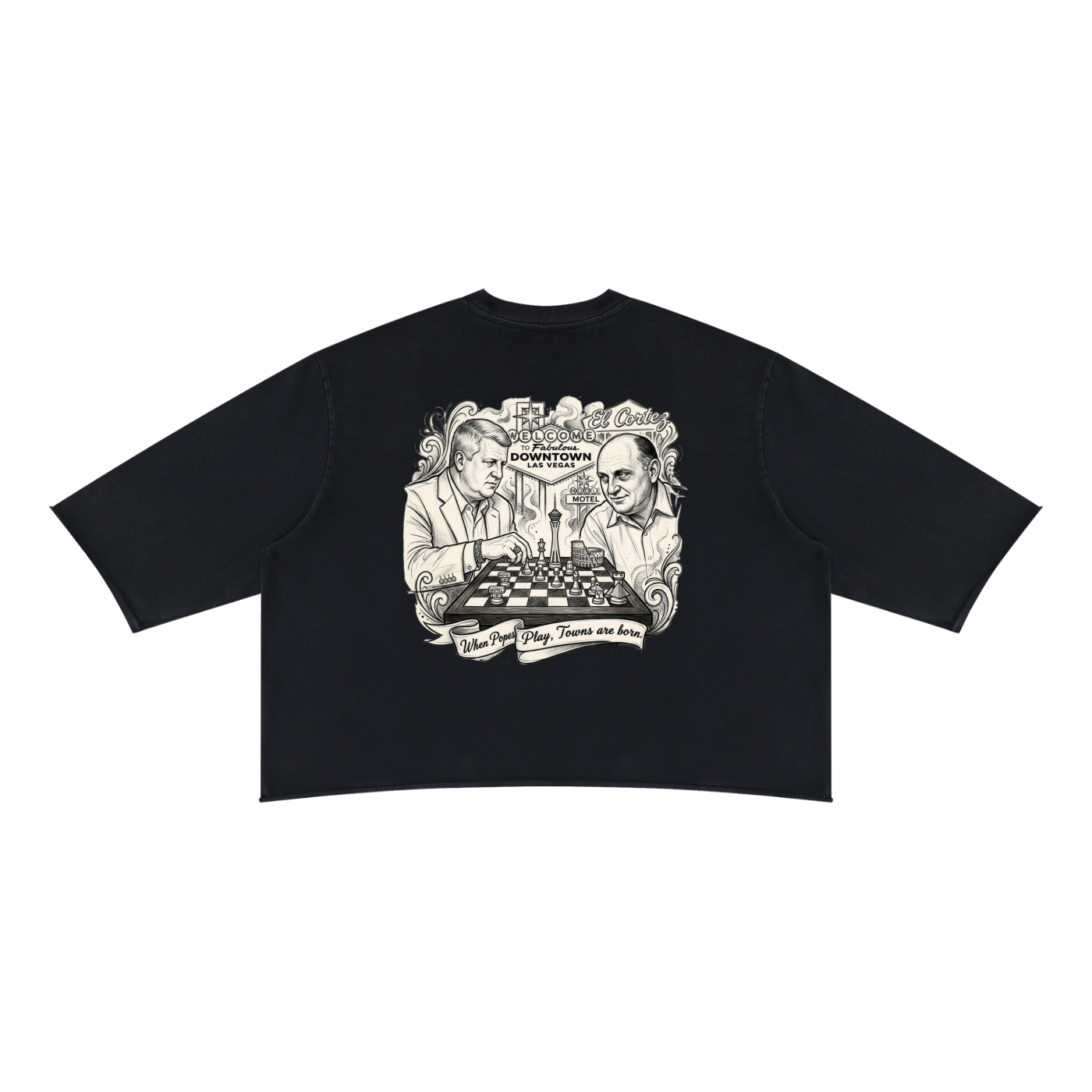When Popes Play - Unisex Mineral Wash Raw Hem Boxy T-Shirt