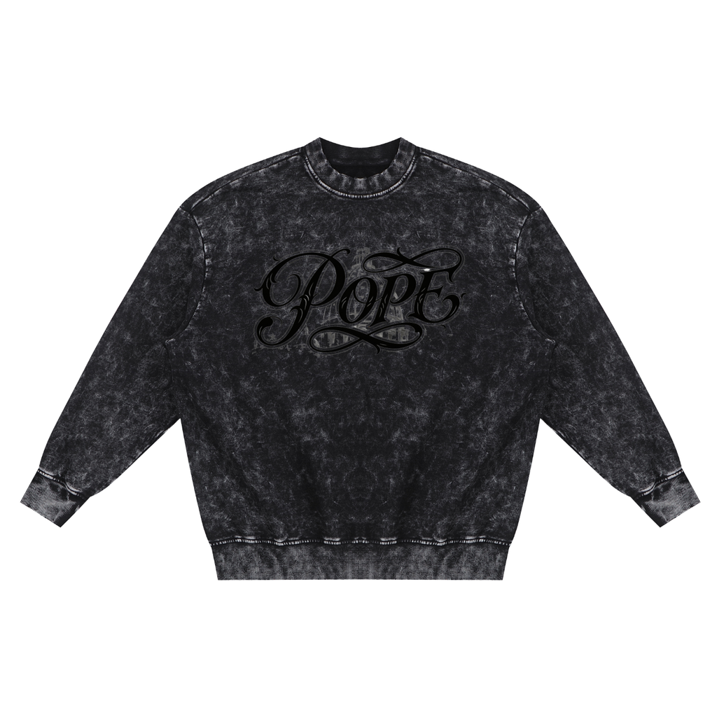POPE - Snow Washed Hand-Frayed Sweatshirt